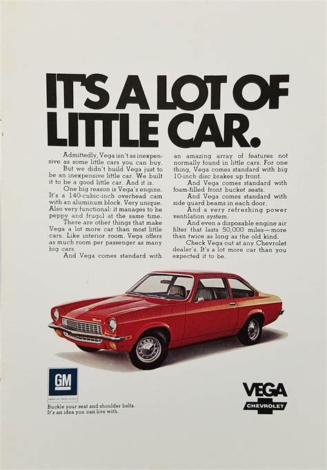 1970s Red Chevrolet Vega Automobile Vintage Ad レースカー 自動車 ポスター