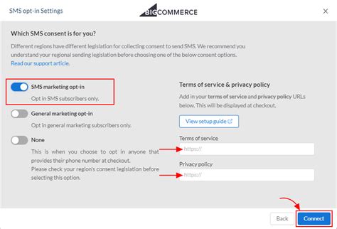 BigCommerce SMS Opt In Consent Sinch MessageMedia