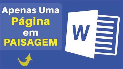 Como Deixar APENAS UMA Página no Word em PAISAGEM Fácil YouTube