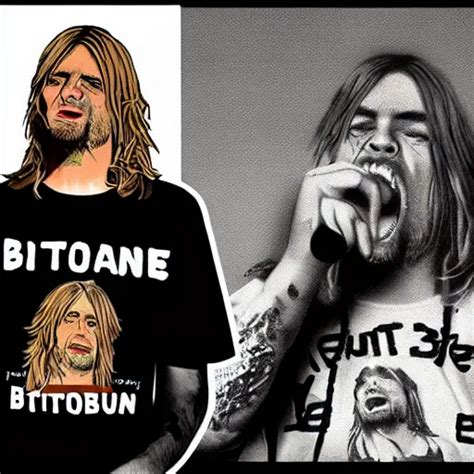 Kurt Cobain Wearing A Bitcoin T Shirt Screaming Stable Diffusion