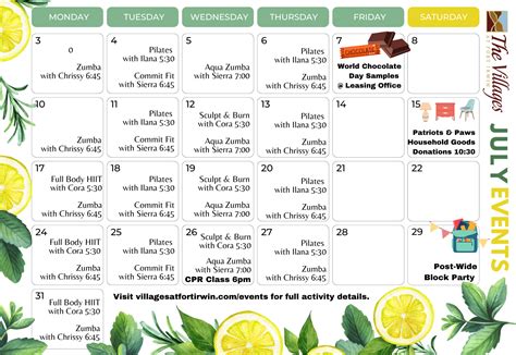 July Events Calendar — Villages at Fort Irwin