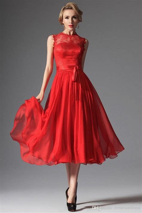 Red Tea Length Dress Google Search Tea Length Prom Dress Red