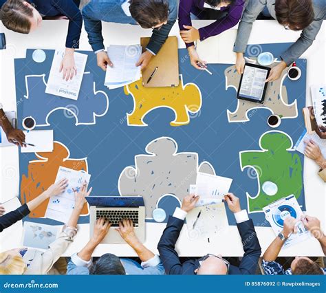 Jigsaw Puzzle Connection Corporate Team Teamwork Concept Stock Photo