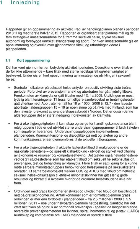 Rapport Statusrapport Juni Handlingsplan Forebygging Av U Nskede