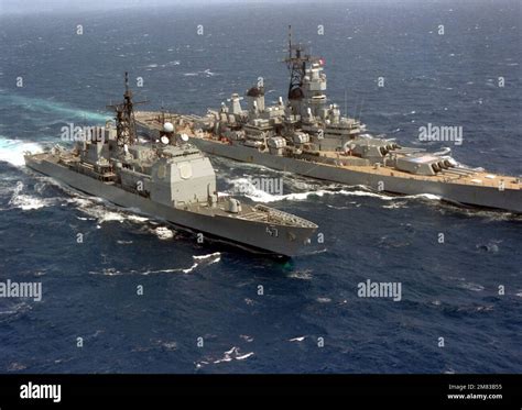 An Aerial Starboard Bow View Of The Ticonderoga Class Aegis Guided