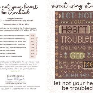 Christian Cross Stitch Pattern, John 14:2 Let Not Your Heart Be ...