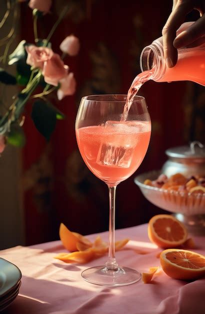 Una Persona Sirviendo Una Bebida En Una Copa De Vino Foto Premium