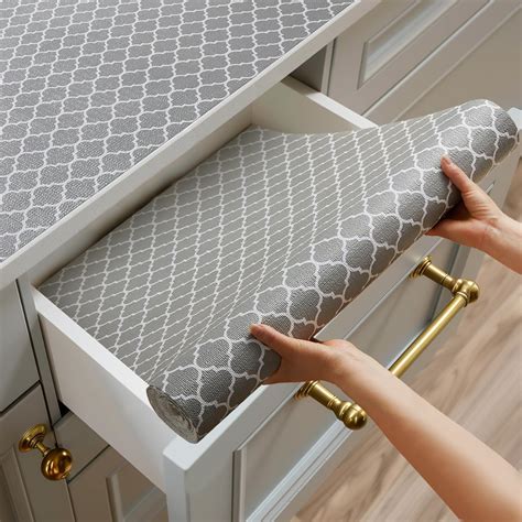 Shinlendid Shelf Liner Drawer Liner For Kitchen Cabinet Non Adhesive Strong Grip