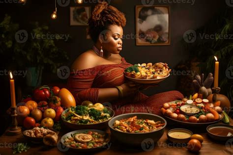 Dark Skinned Plus Size Girl And A Lot Of Food Neural Network AI