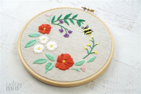 Spring Bee Embroidery Pattern - Cutesy Crafts