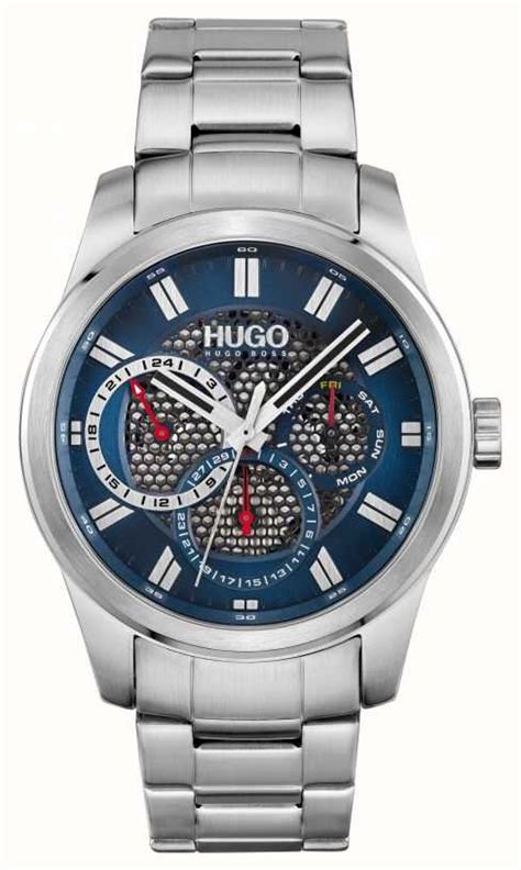 Hugo Skeleton Men S Stainless Steel Bracelet Blue Dial 1530191 First Class Watches™