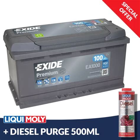 EXIDE PREMIUM CARBON Boost EA1000 12V 100Ah 900A Starter Battery