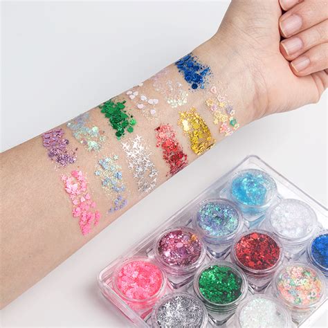 Supply 12 Colors Chunky Body Face Sparkling Makeup Glitter Set