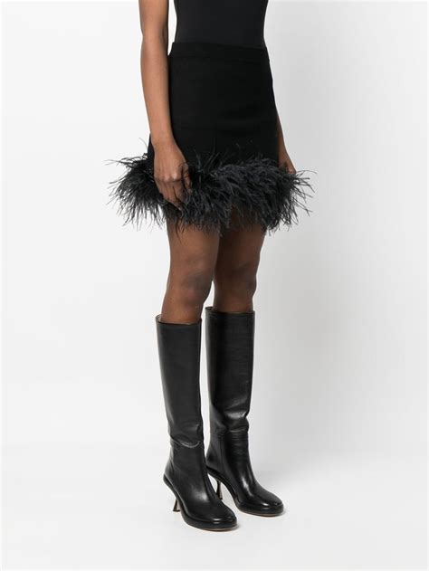 Miu Miu Feather Trim Cashmere Blend Mini Skirt Eraldo UK