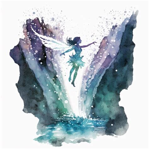 Premium Ai Image Painting Of A Fairy Flying Over A Waterfall With A