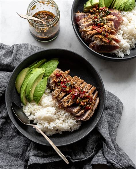 Sesame Seared Ahi Tuna Steaks With Korean Dipping Sauce The