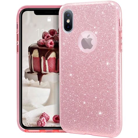 Amazon MATEPROX IPhone Xs X Pink Glitter Bling Sparkle Case For