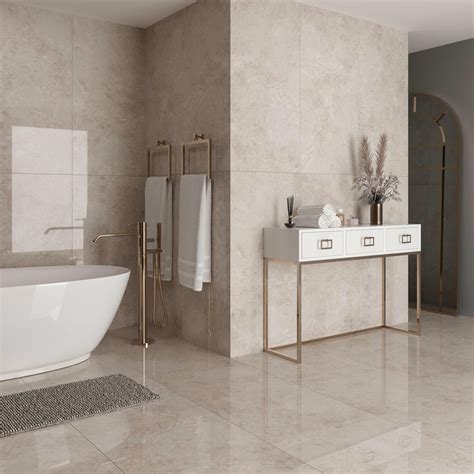 Miramar Ivory Stone Effect Polished Porcelain Tile