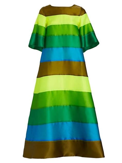 Christopher John Rogers Colorblock Striped Open Back Gown Open Back