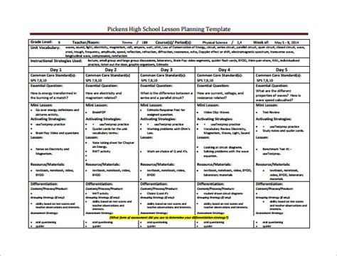 High School Lesson Plan Template -13+ PDF, Word, Format Download!