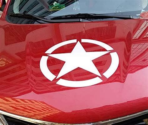 Isee 360® Star White Bonnet Stickers Car Vinyl Decal Suv Exterior