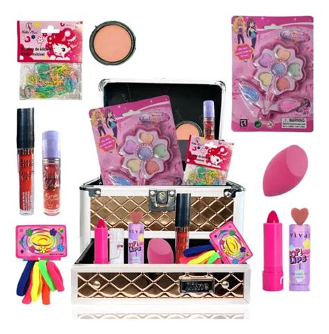 Maleta Kit Maquiagem Infantil Completa Batom Sombras Brilhos Frete Gr Tis