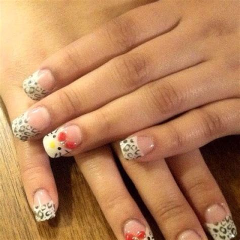 Hello Kitty And Cheetah Print Nails Cheetah Print Nails Hello Kitty Nails Hair And Nails