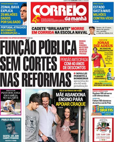 Capa Correio da Manhã 26 junho 2019 capasjornais pt