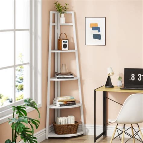 Tribesigns Tall Corner Shelf Tier Rustic Corner Bookshelf