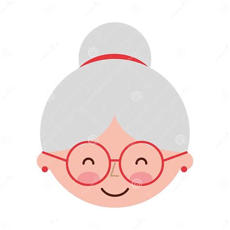 Cute Grandmother Head Avatar Character Stock Vector Illustration Of