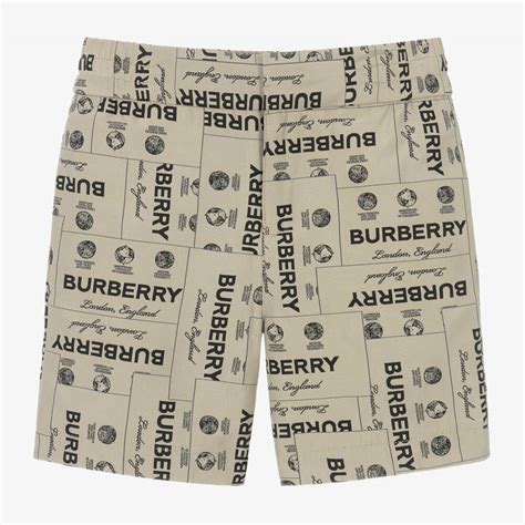 Burberry Boys Beige Label Logo Shorts Childrensalon