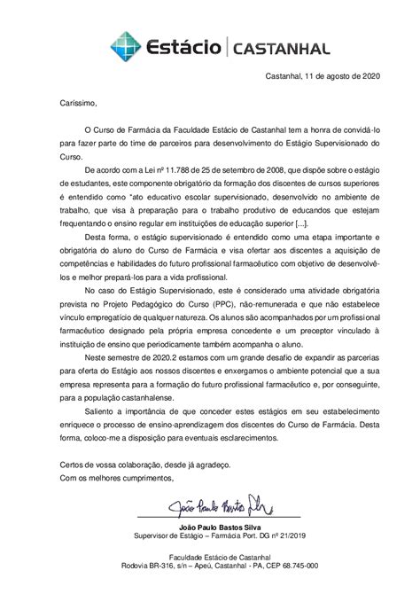 Exemplo De Carta De Apresenta O Para Faculdade Revoeduca