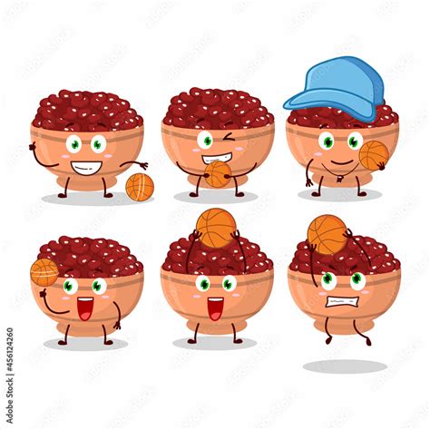 Talented Kidney Beans Cartoon Character As A Basketball Athlete Stock