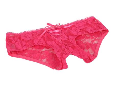 Sexy Cheap Pink Floral Lace Strappy Open Crotch Panty