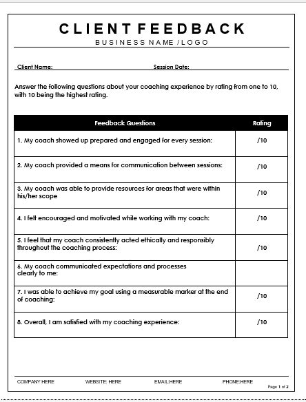 Coaching Feedback Life Coaching Tools Invoice Template Templates