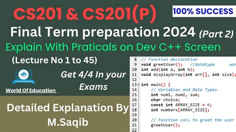 Cs201 Final Term Preparation 2024 Subjective Cs201p Final