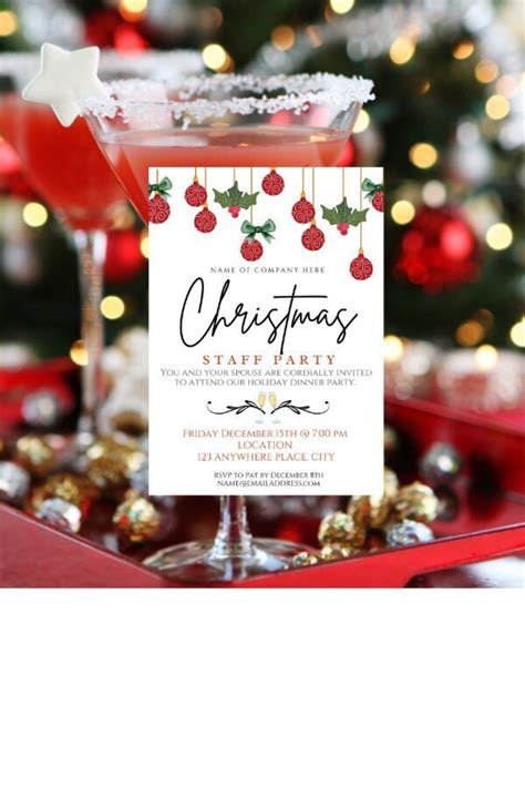 Staff Christmas Party Invitation Digital Download Edit in Canva - Etsy