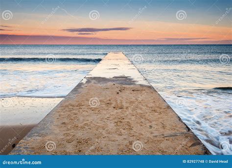 Blyth Beach Jetty at Sunset Stock Photo - Image of shore, clouds: 82927748