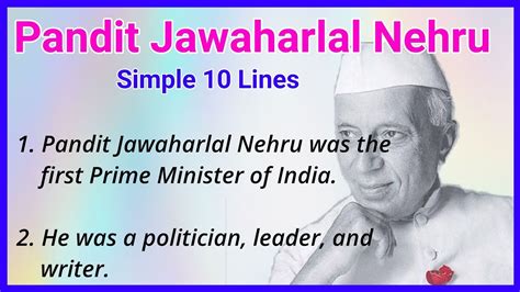 10 Lines On Jawaharlal Nehru Few Lines About Jawaharlal Nehru Ashwin