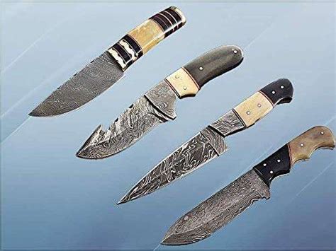 Pieces Damascus Steel Skinning Knives Set Overall Inches Long