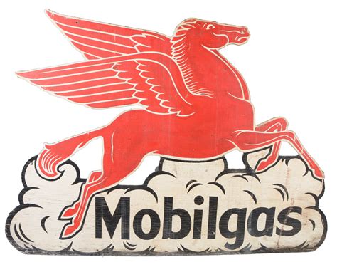 Lot Detail MOBILGAS WITH PEGASUS ON A CLOUD WOODEN SIGN