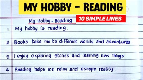 10 Lines On My Hobby Reading My Hobby Reading Essay In English 10