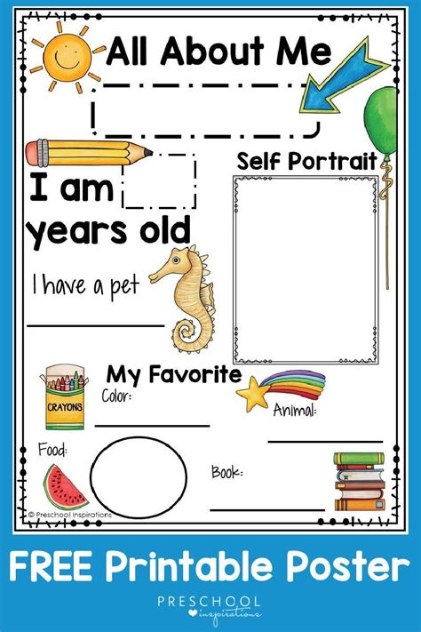 Printable all about me poster for a preschool theme – Artofit