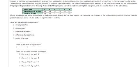 Solved Six Sets Of Identical Twins Were Randomly Selected Chegg