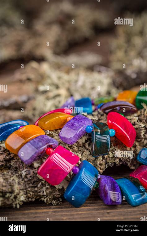 Colorful stones necklace Stock Photo - Alamy