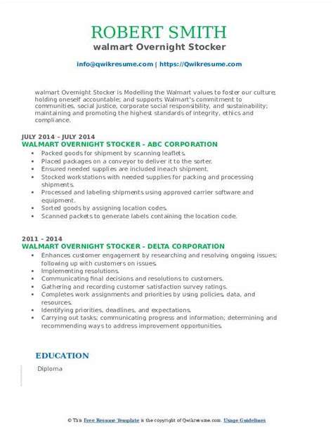 10 Walmart Overnight Stocker Resume Samples Templates For 2025