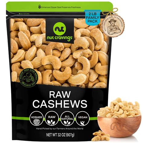 Raw Whole Cashews Unsalted Shelled 32oz 2 LB Bulk Cashew Fresh