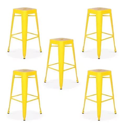 Set De 5 Taburetes Tolix De 76 Cm Color Hierro Amarillo MercadoLibre