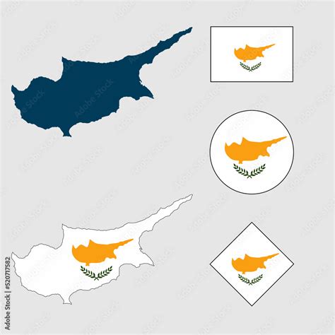 Vector of Cyprus country outline silhouette with flag set isolated on ...