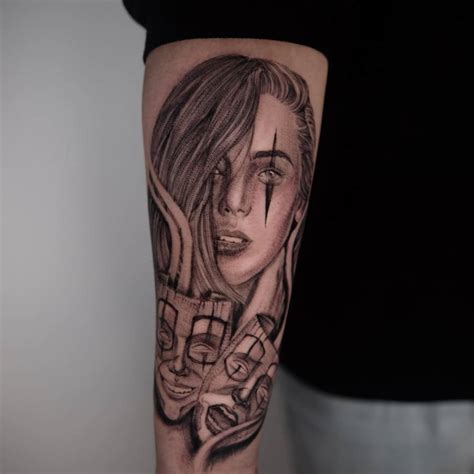 Payasa portrait tattoo done on the forearm, black and